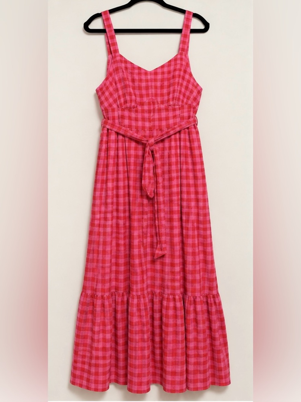 Lane Bryant Pink Gingham Tiered Maxi Dress NWT Plus Size 18/20